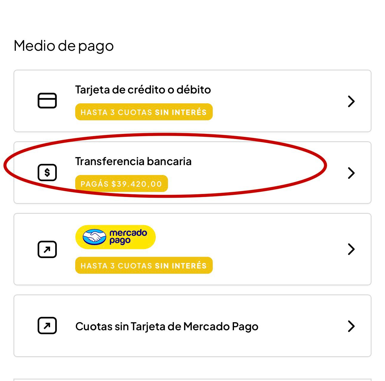 Descuento po Transferencia